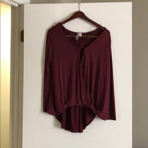 Maroon Crossed-Front Tunic